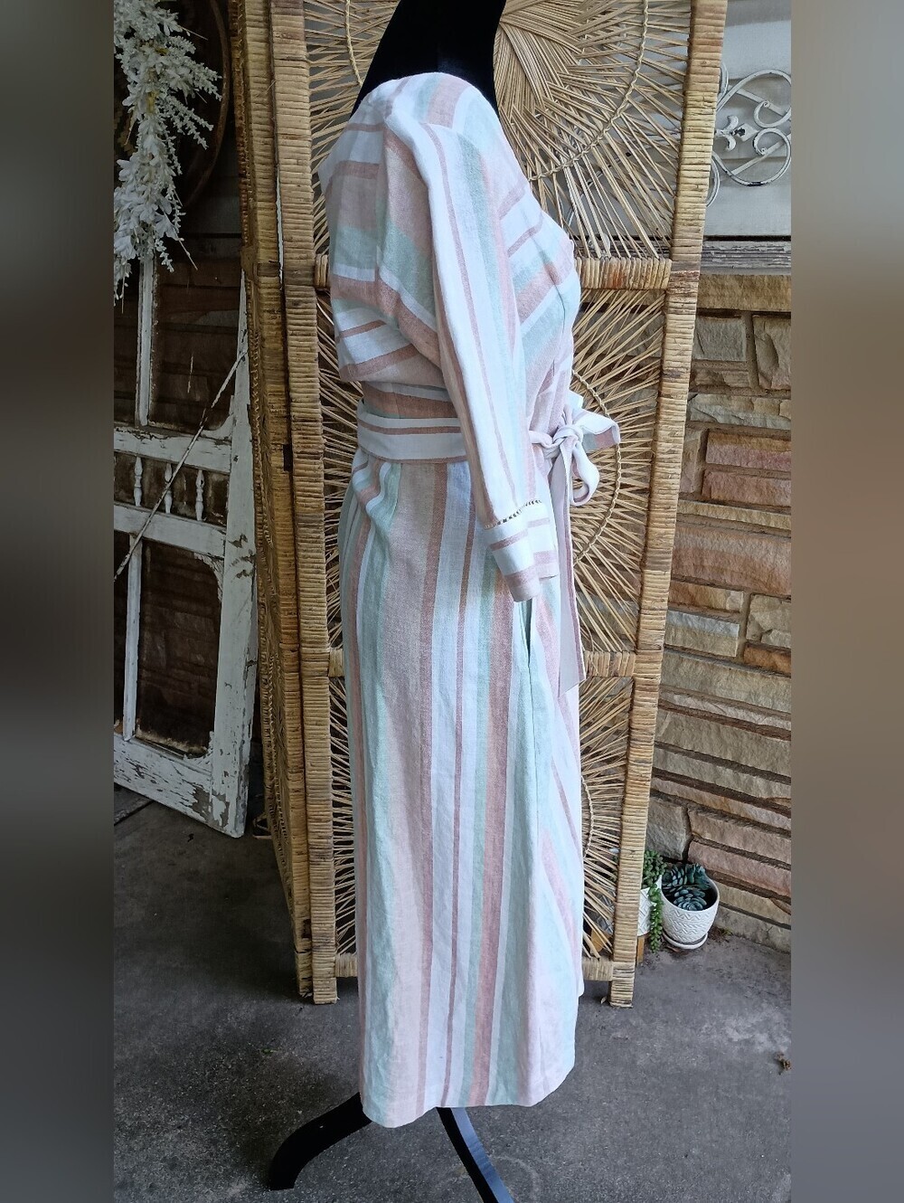 Soft Surroundings Pastel Stripe Button-Front Maxi Dress_PXS - Picture 7 of 12